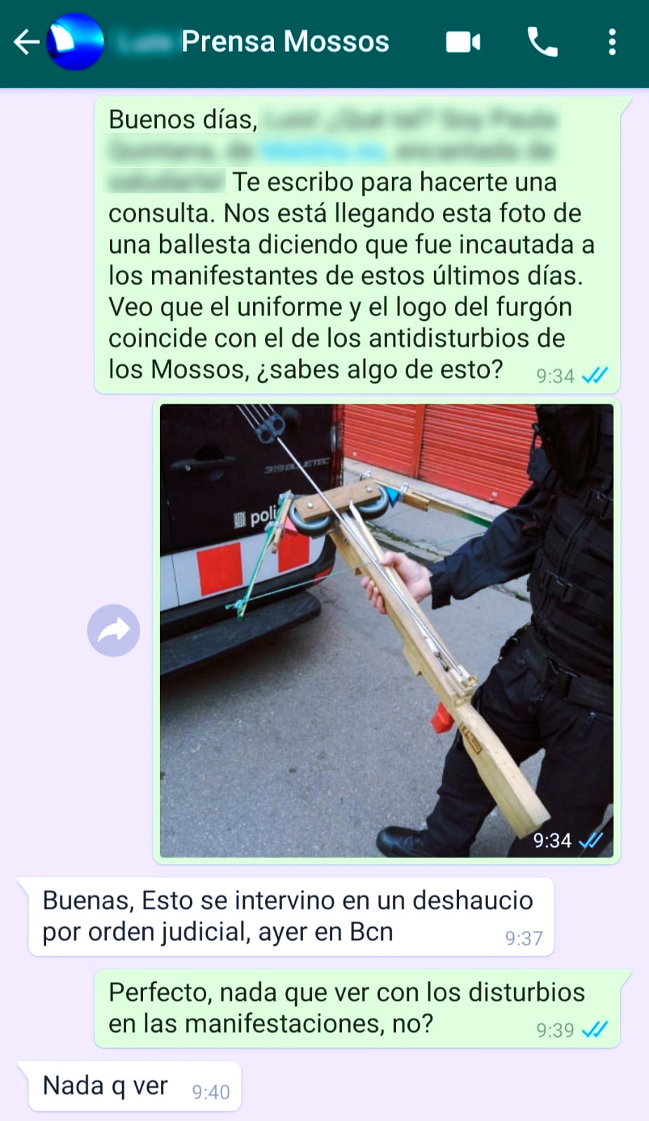 No, la ballesta de madera no fue requisada por los Mossos durante las manifestaciones por Pablo Hasél: Se incautó durante un desahucio